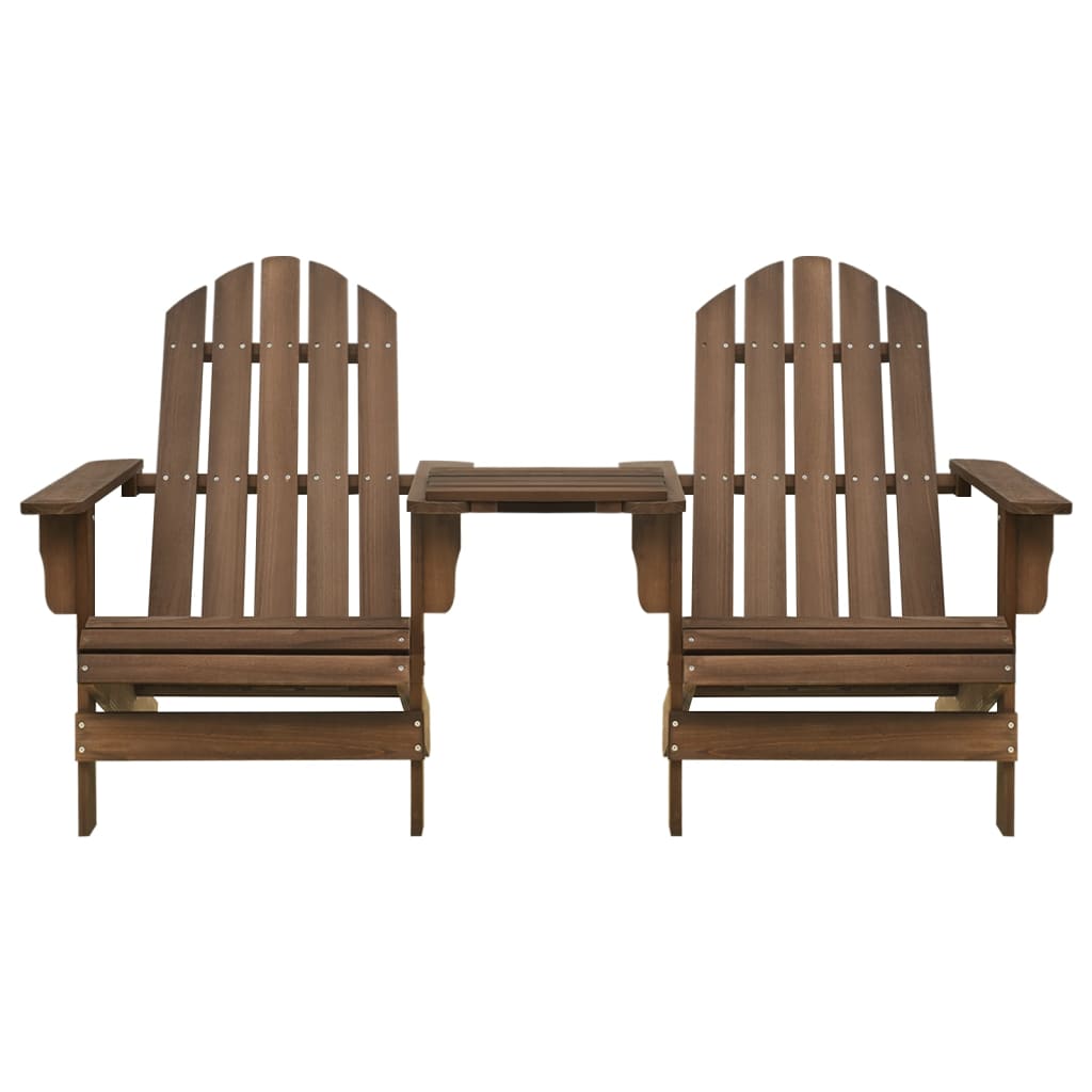 vidaXL Adirondack Chairs Patio Adirondack Chair with Tea Table Solid Wood Fir-9