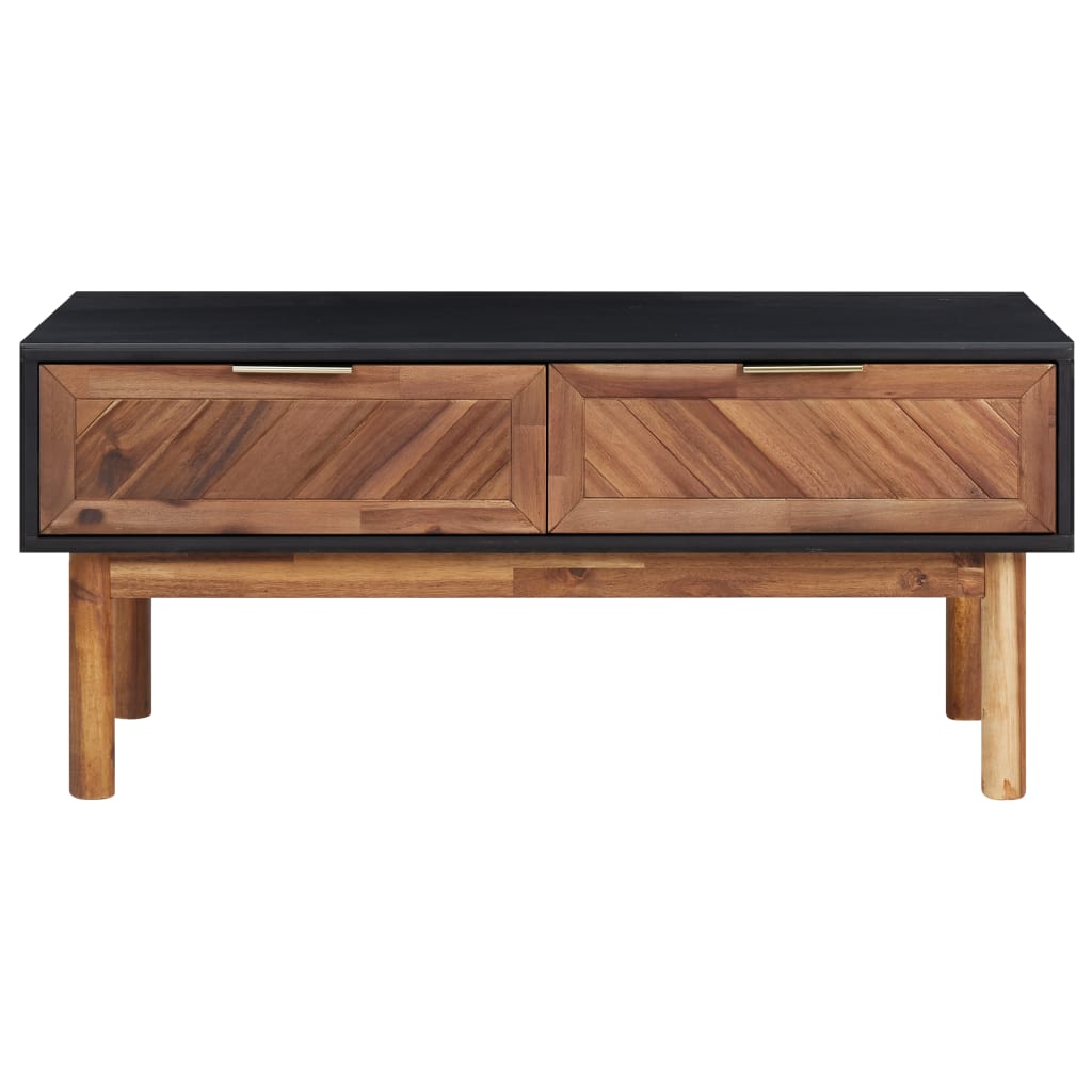 vidaXL Coffee Table 35.4"x19.7"x15.7" Solid Acacia Wood and MDF-2