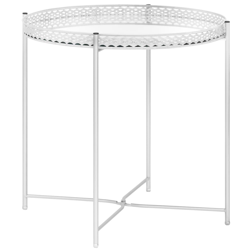 vidaXL Side Table Silver 15.7"x15.7"x16.1" Glass-0