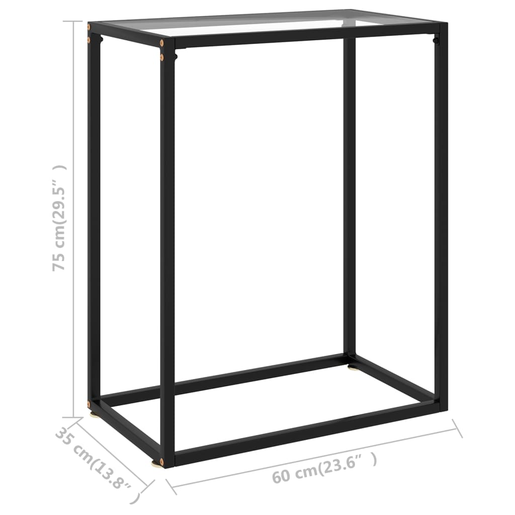 vidaXL Console Table Transparent 23.6"x13.8"x29.5" Tempered Glass-0