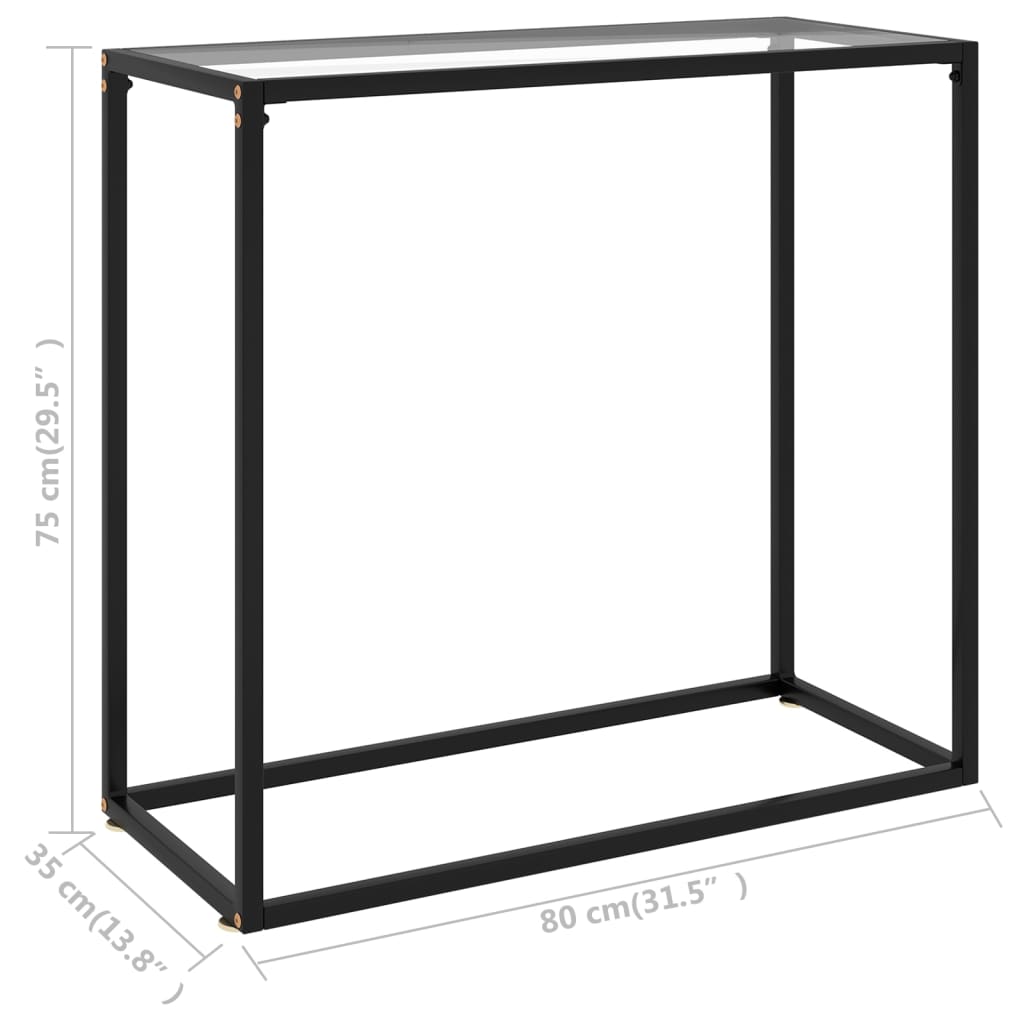 vidaXL Console Table Transparent 31.5"x13.8"x29.5" Tempered Glass-5