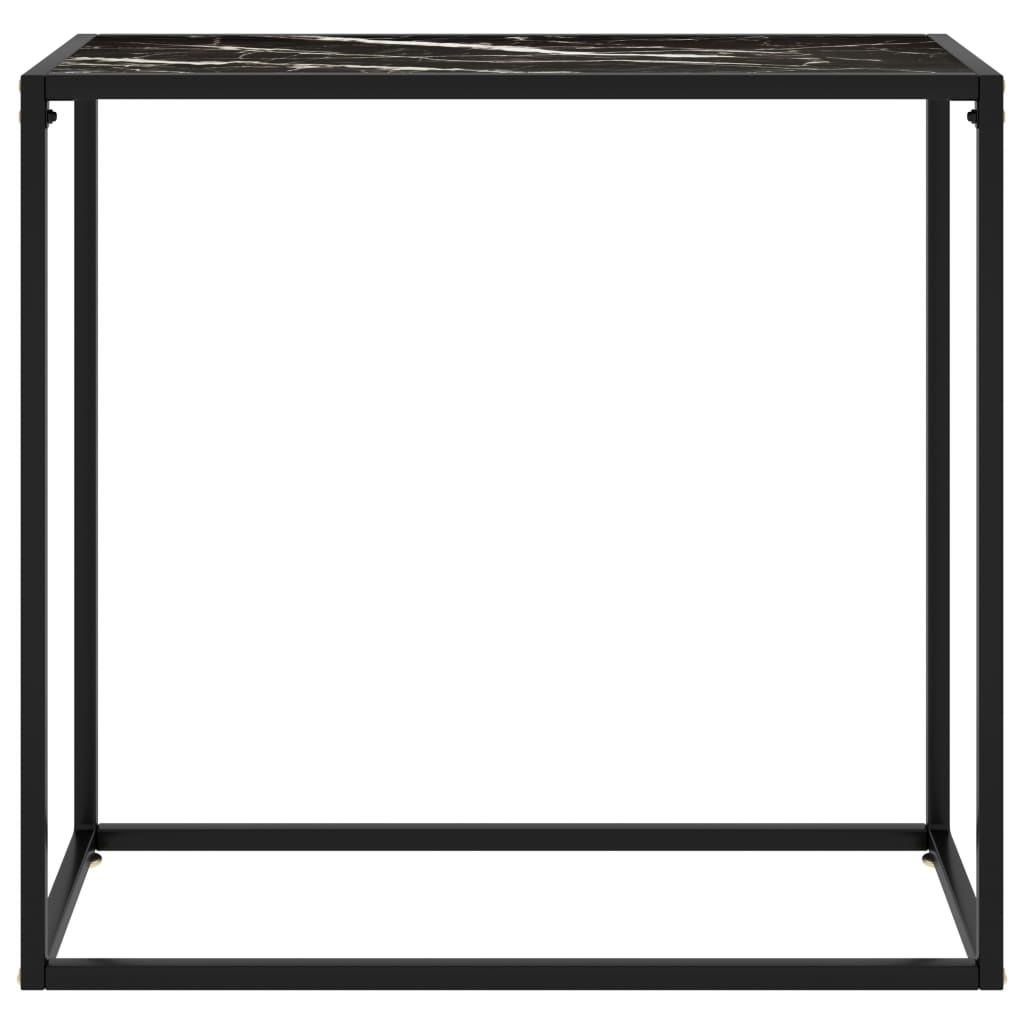 vidaXL Console Table Black 31.5"x13.8"x29.5" Tempered Glass-0