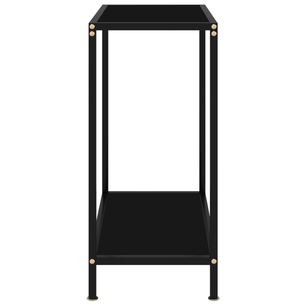 vidaXL Console Table Black 23.6"x13.8"x29.5" Tempered Glass-1