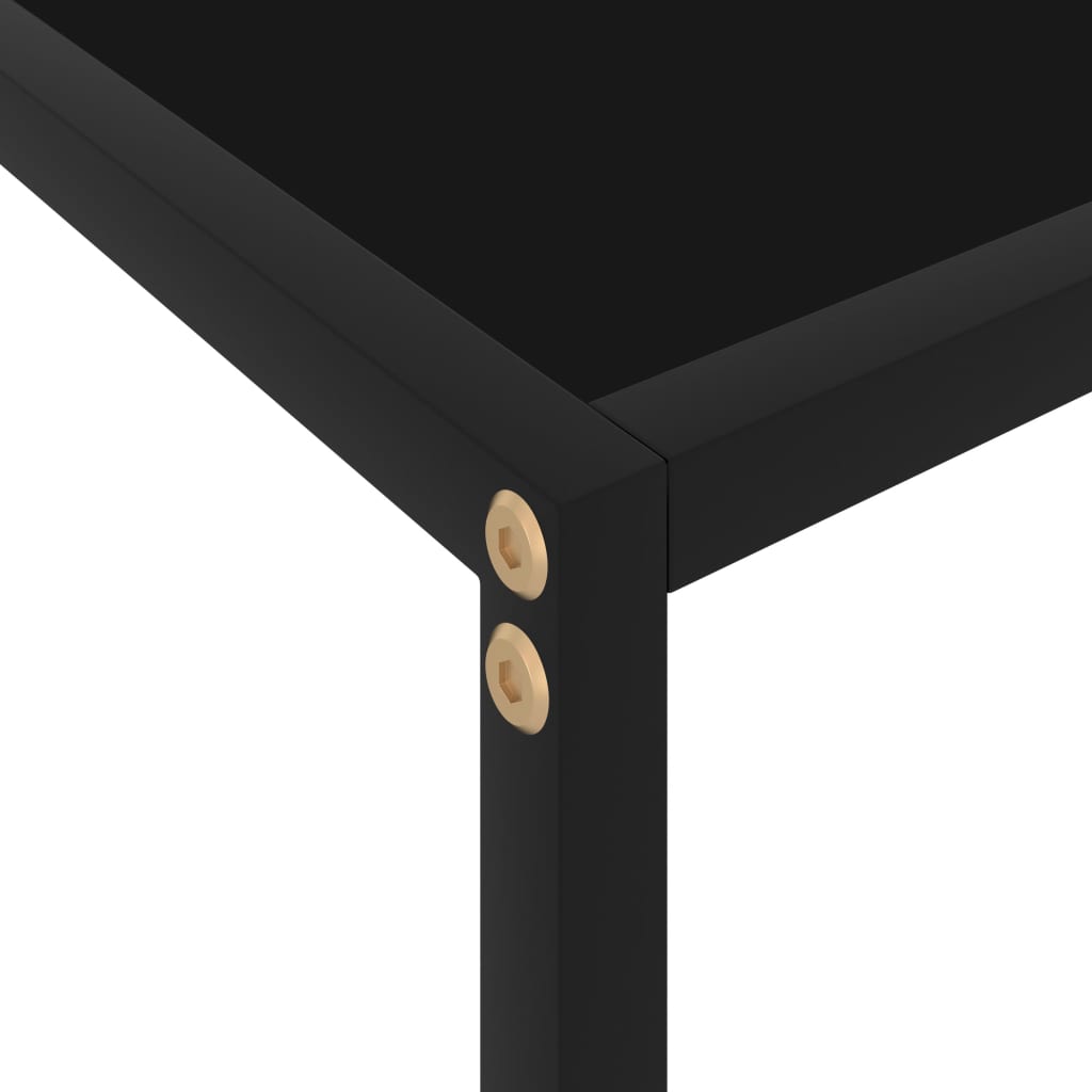 vidaXL Console Table Black 23.6"x13.8"x29.5" Tempered Glass-3