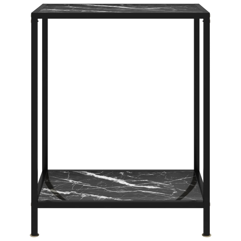 vidaXL Console Table Black 23.6"x13.8"x29.5" Tempered Glass-0