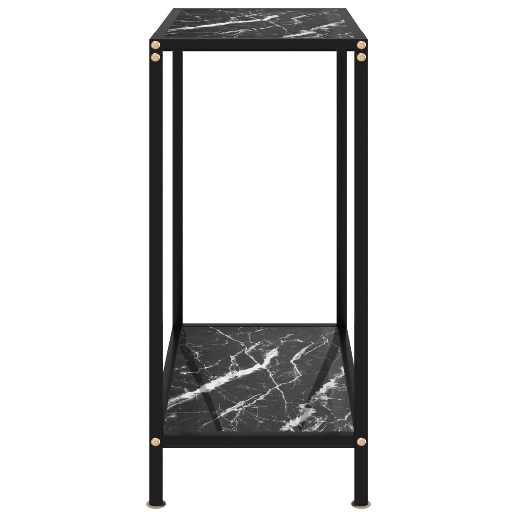 vidaXL Console Table Black 23.6"x13.8"x29.5" Tempered Glass-1