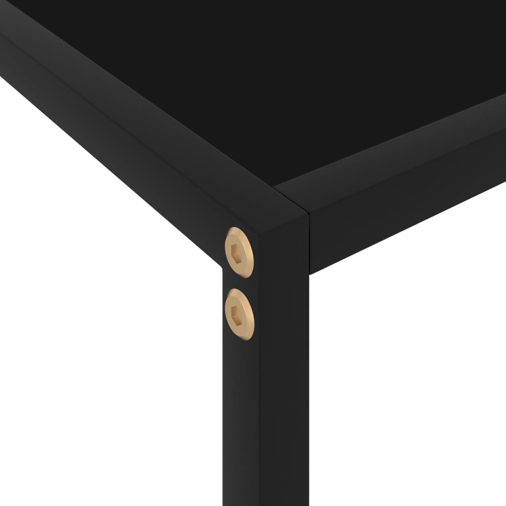 vidaXL Console Table Black 31.5"x13.8"x29.5" Tempered Glass-3
