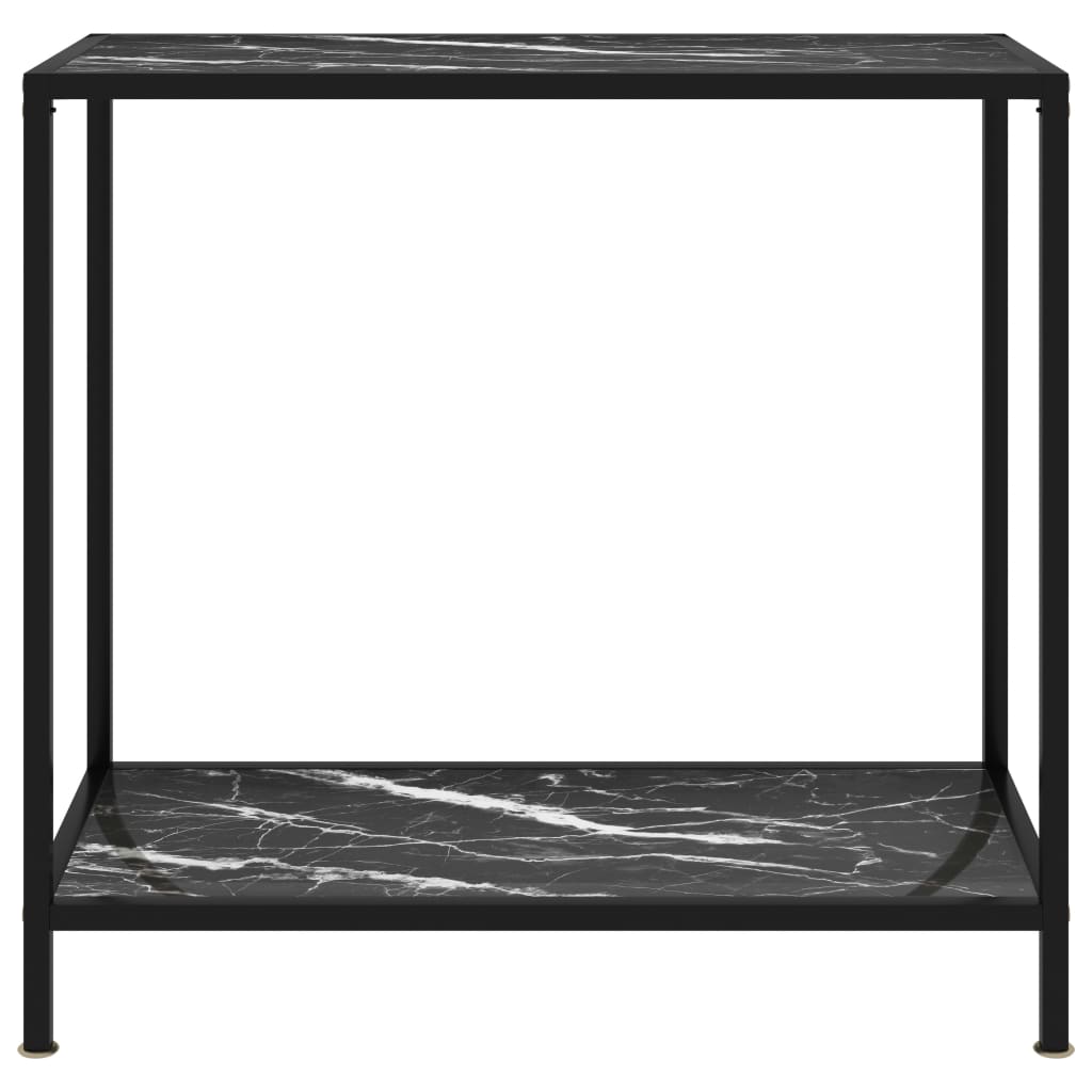 vidaXL Console Table Black 31.5"x13.8"x29.5" Tempered Glass-0