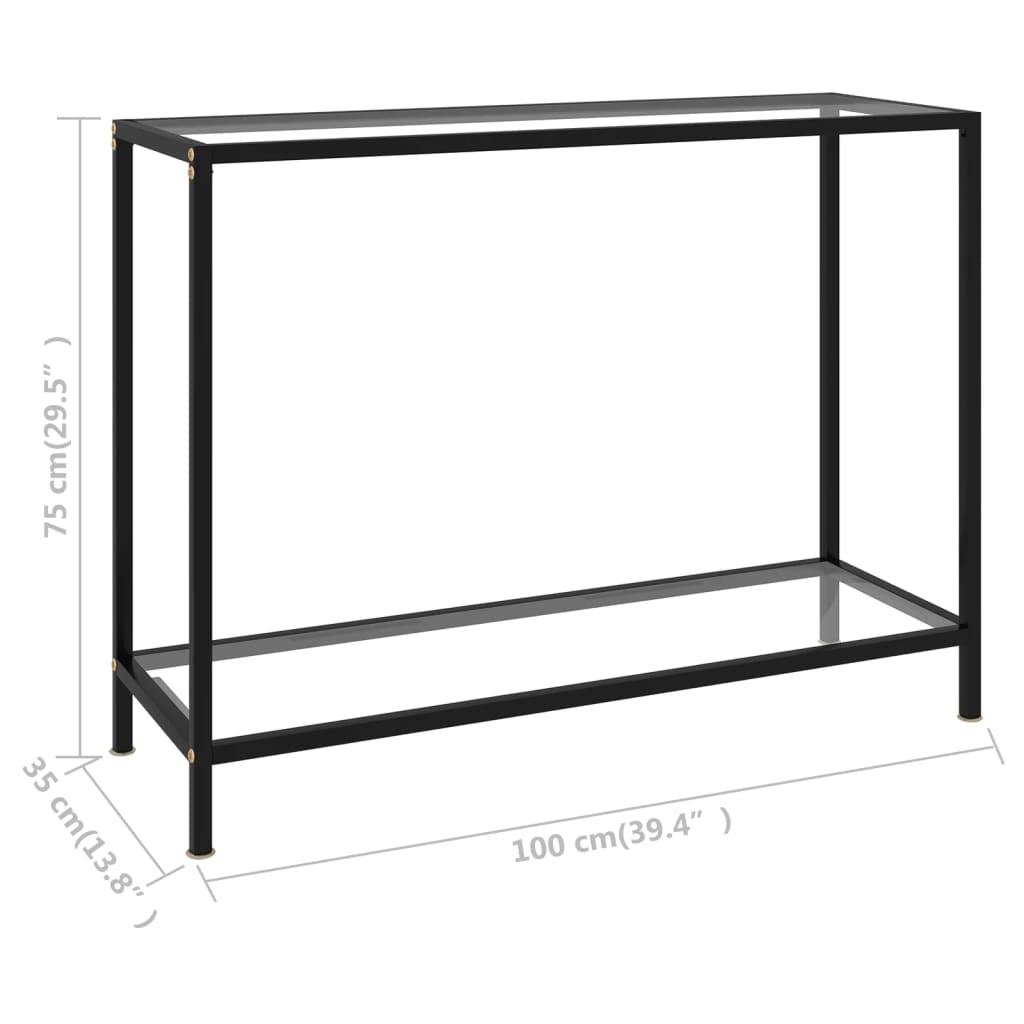 vidaXL Console Table Transparent 39.4"x13.8"x29.5" Tempered Glass-4