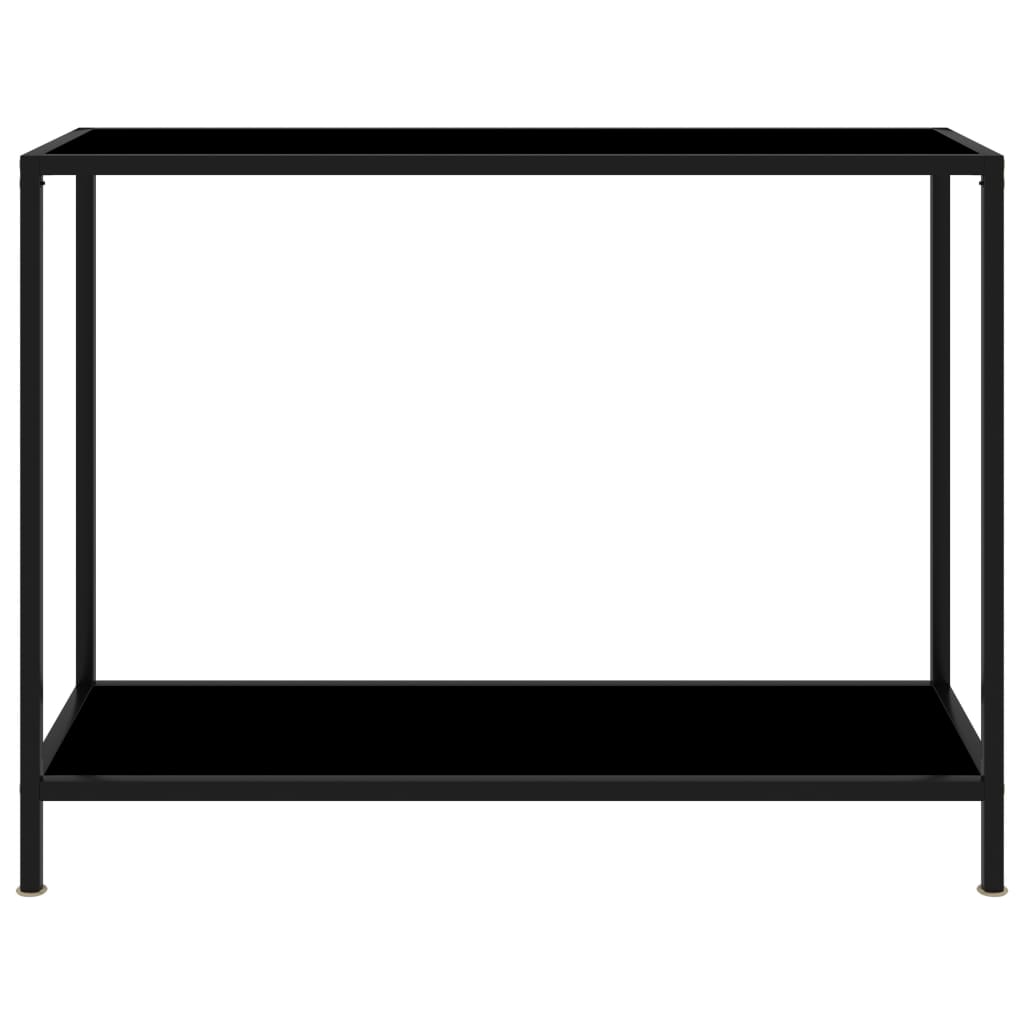 vidaXL Console Table Black 39.4"x13.8"x29.5" Tempered Glass-0