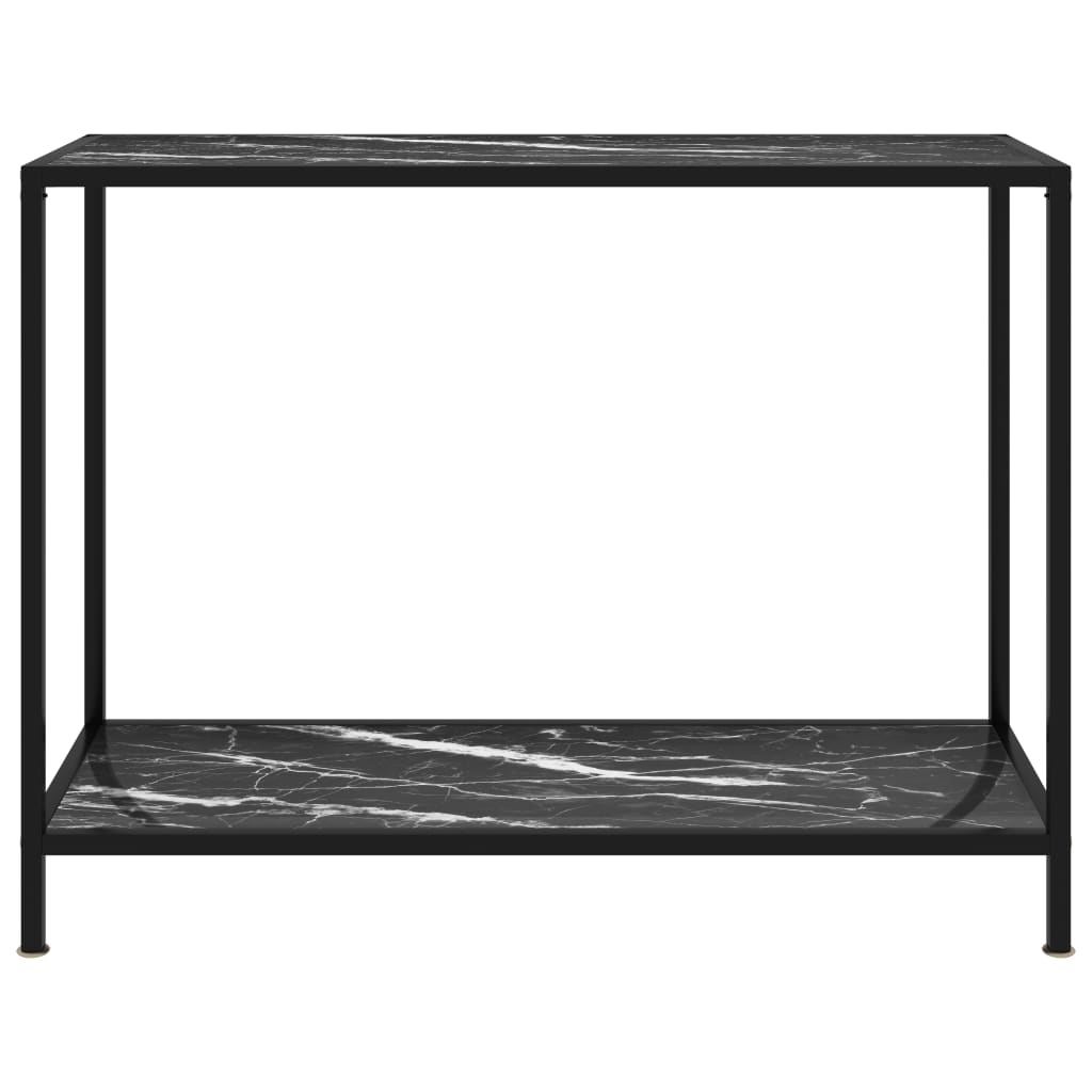 vidaXL Console Table Black 39.4"x13.8"x29.5" Tempered Glass-0