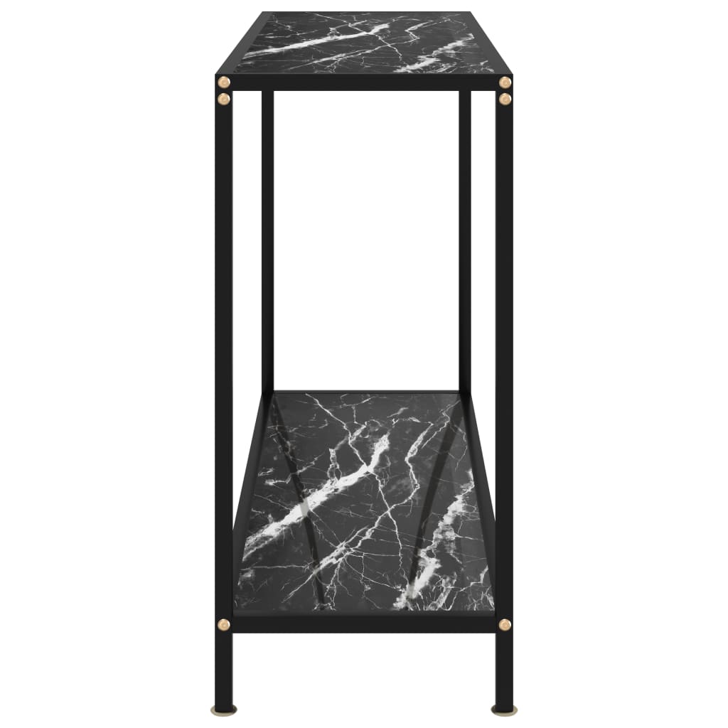 vidaXL Console Table Black 39.4"x13.8"x29.5" Tempered Glass-1