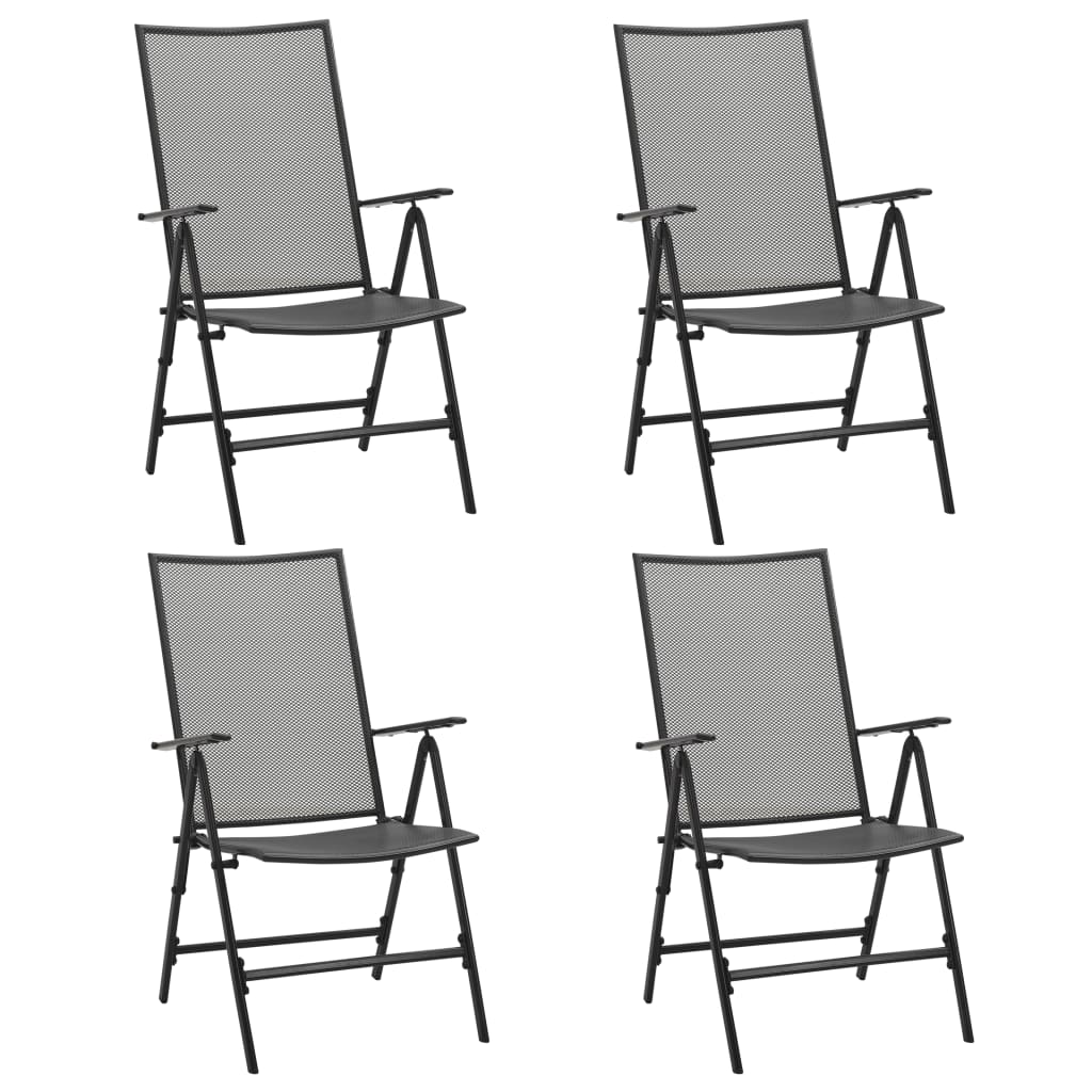 vidaXL Folding Mesh Chairs 4 pcs Steel Anthracite-0