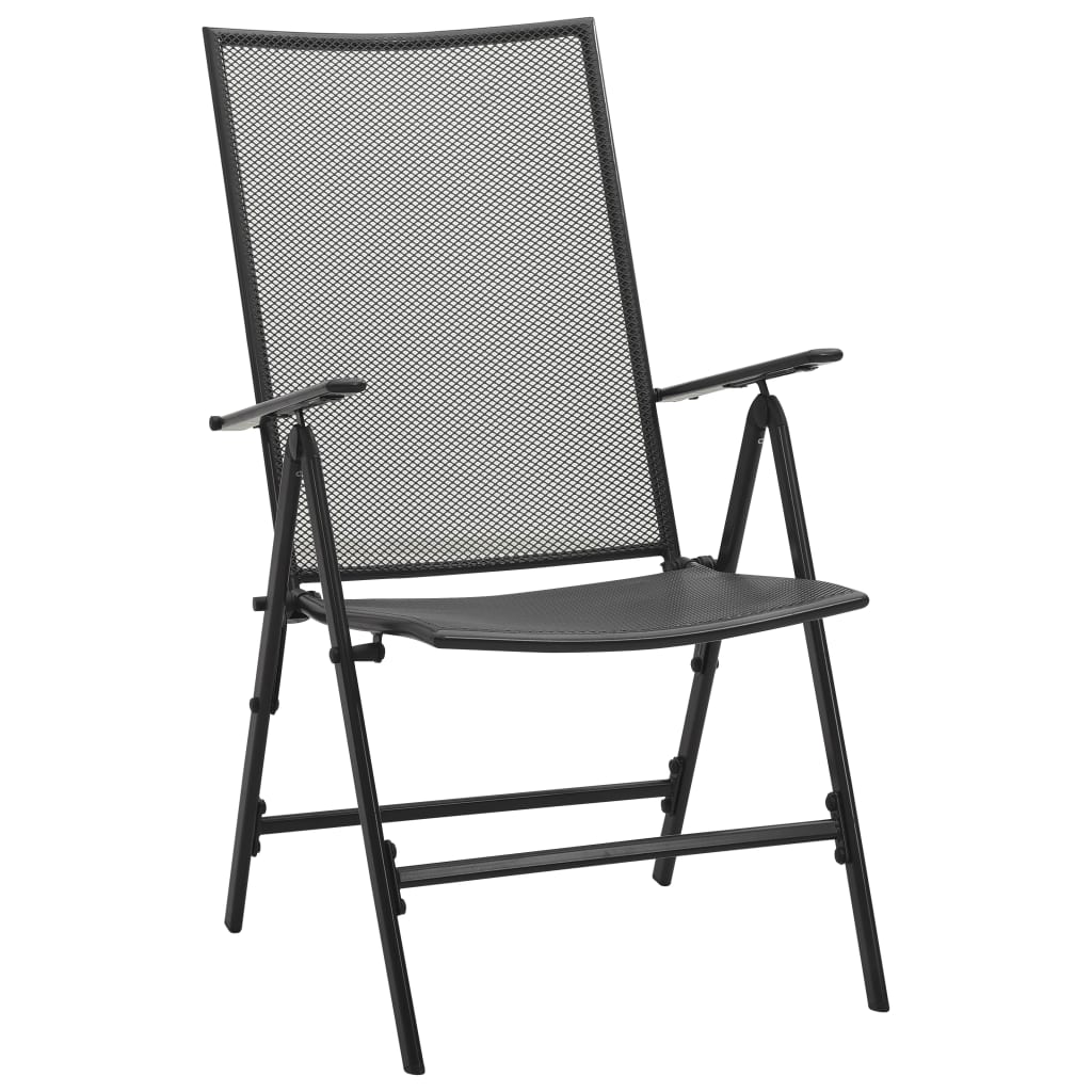 vidaXL Folding Mesh Chairs 4 pcs Steel Anthracite-1
