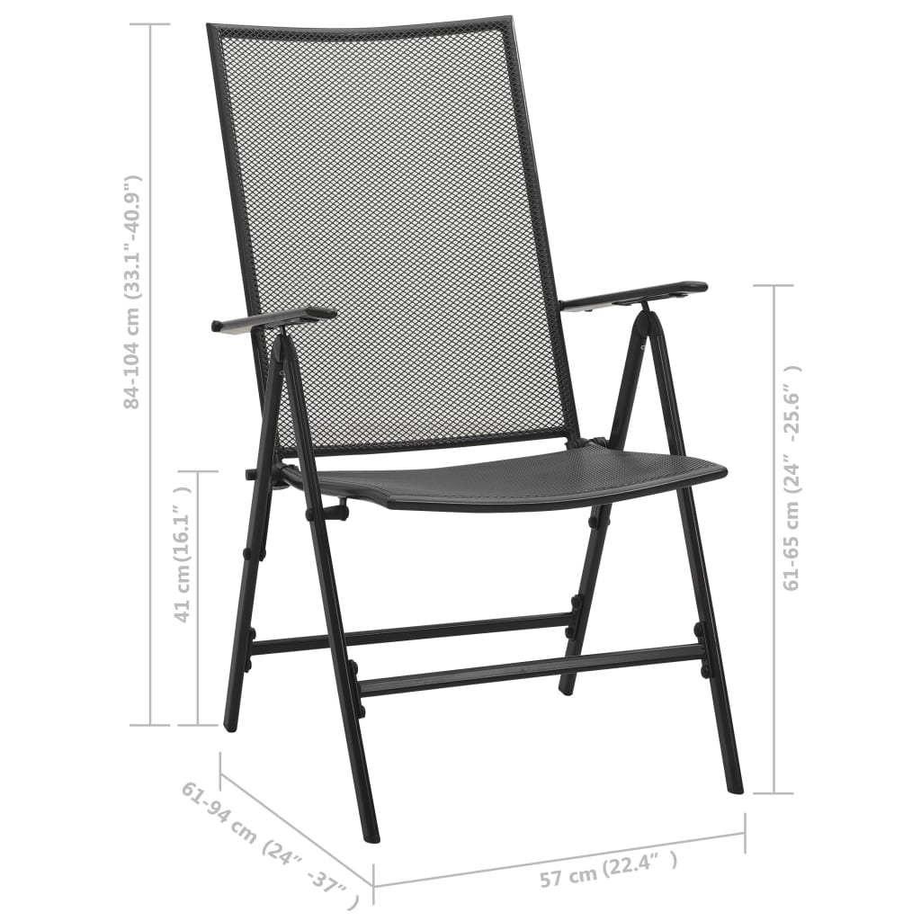 vidaXL Folding Mesh Chairs 4 pcs Steel Anthracite-8