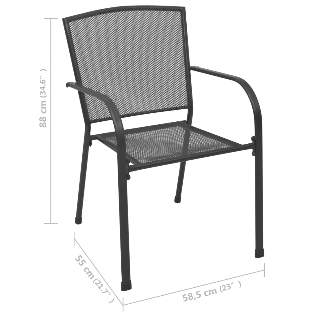 vidaXL Patio Chairs 4 pcs Mesh Design Anthracite Steel-4