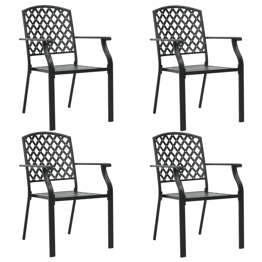 vidaXL Patio Chairs 4 pcs Mesh Design Steel Black-0