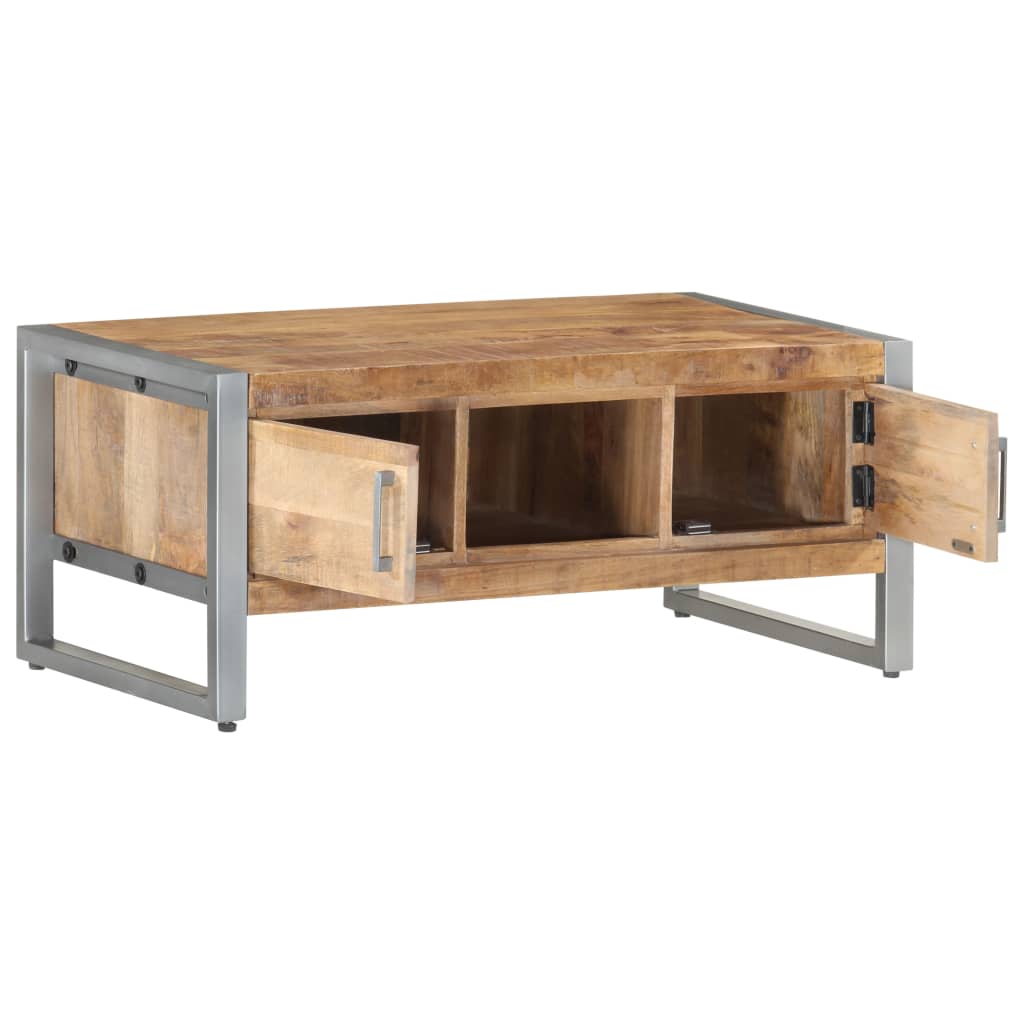 vidaXL Coffee Table 37.4"x19.7"x15.7" Rough Mango Wood-5