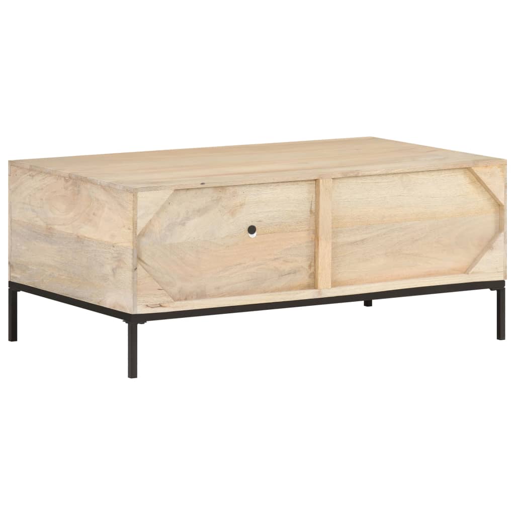 vidaXL Coffee Table 35.4"x19.7"x14.6" Solid Mango Wood and Natural Cane-4
