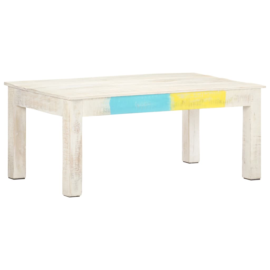 vidaXL Coffee Table White 43.3"x23.6"x17.7" Solid Mango Wood-5