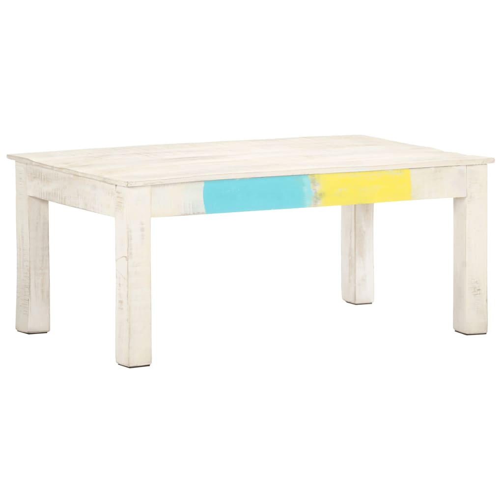 vidaXL Coffee Table White 43.3"x23.6"x17.7" Solid Mango Wood-6