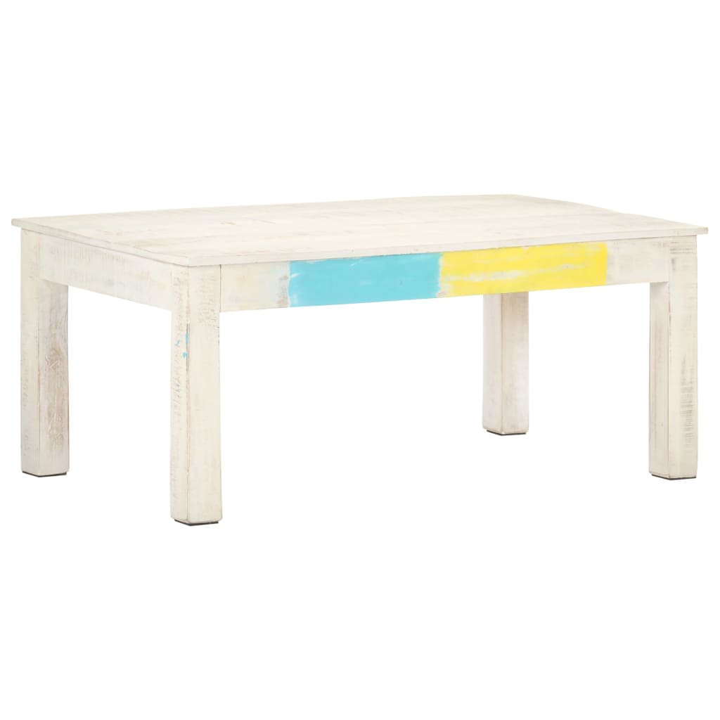 vidaXL Coffee Table White 43.3"x23.6"x17.7" Solid Mango Wood-8