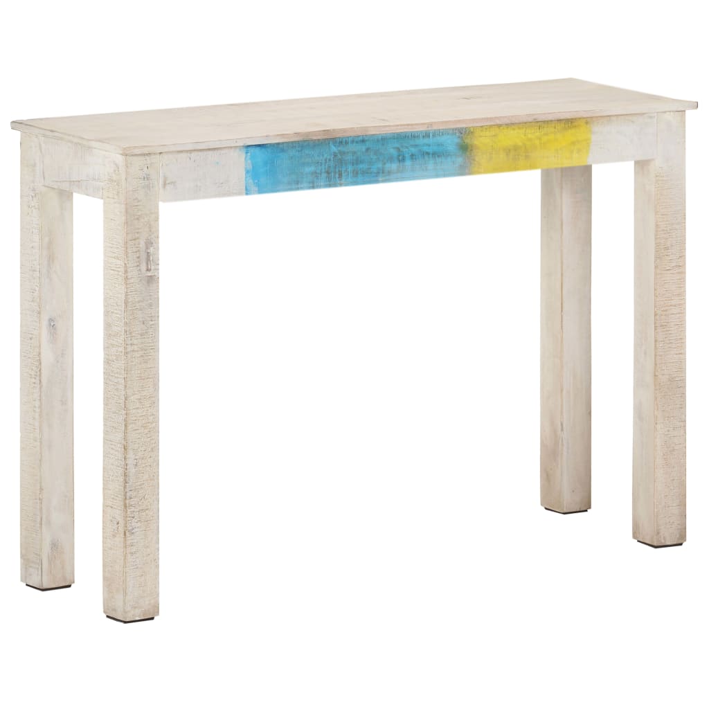 vidaXL Console Table White 45.3"x13.8"x30.3" Rough Mango Wood-0