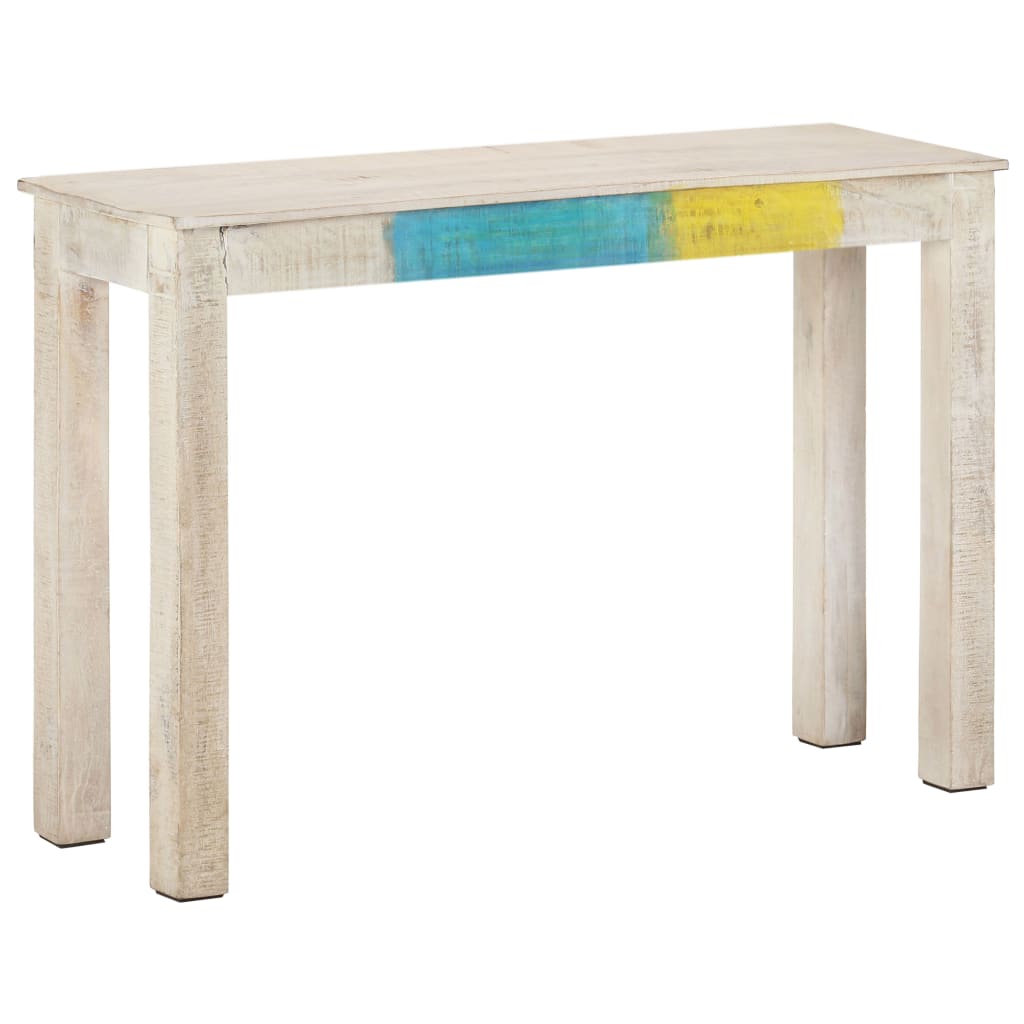 vidaXL Console Table White 45.3"x13.8"x30.3" Rough Mango Wood-4