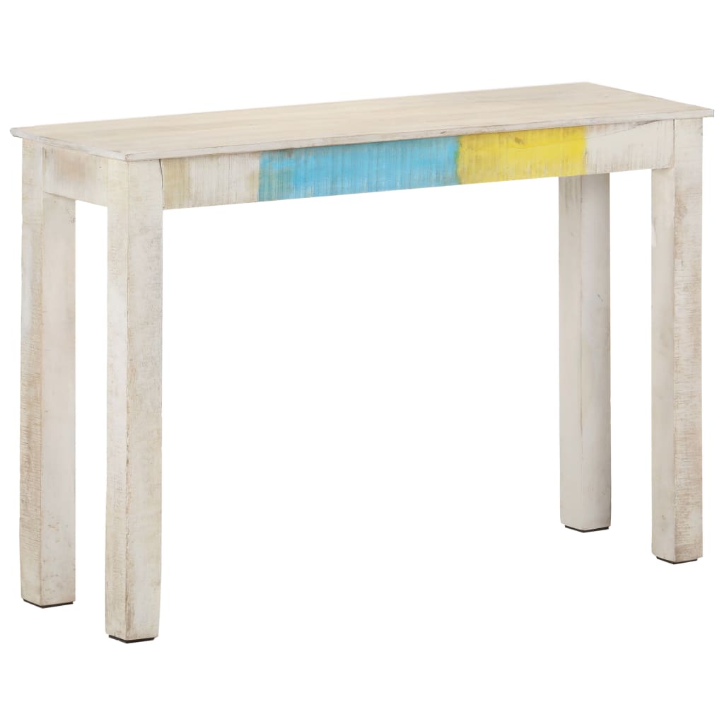 vidaXL Console Table White 45.3"x13.8"x30.3" Rough Mango Wood-5