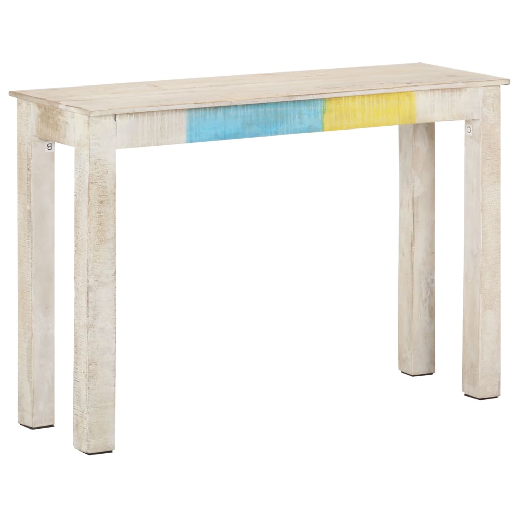 vidaXL Console Table White 45.3"x13.8"x30.3" Rough Mango Wood-6