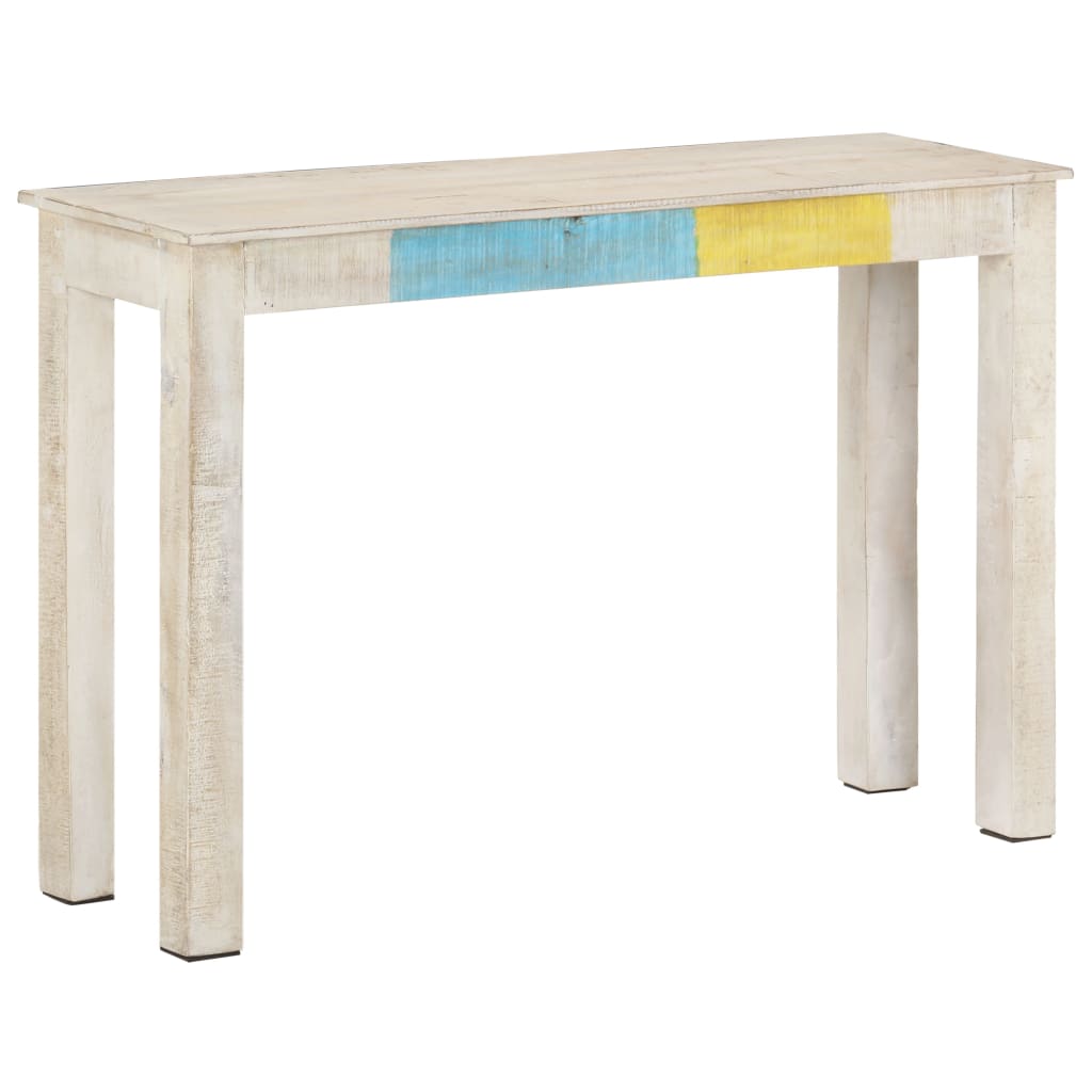 vidaXL Console Table White 45.3"x13.8"x30.3" Rough Mango Wood-7