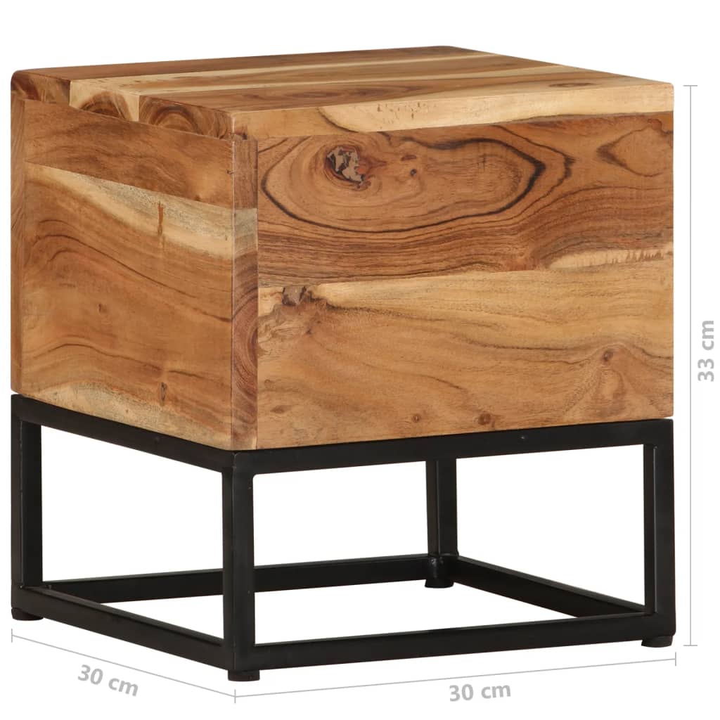 vidaXL Side Table 11.8"x11.8"x13" Solid Acacia Wood-3