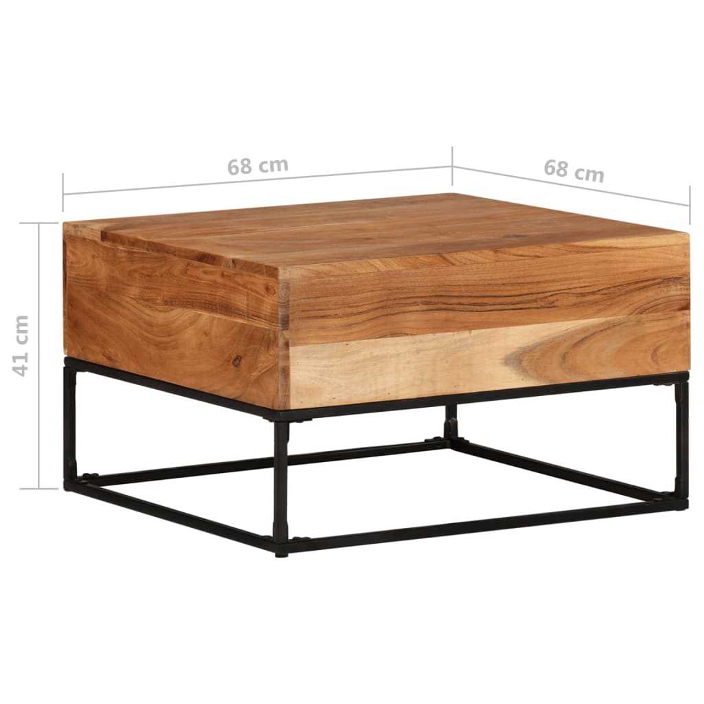 vidaXL Coffee Table 26.8"x26.8"x16.1" Solid Acacia Wood-2
