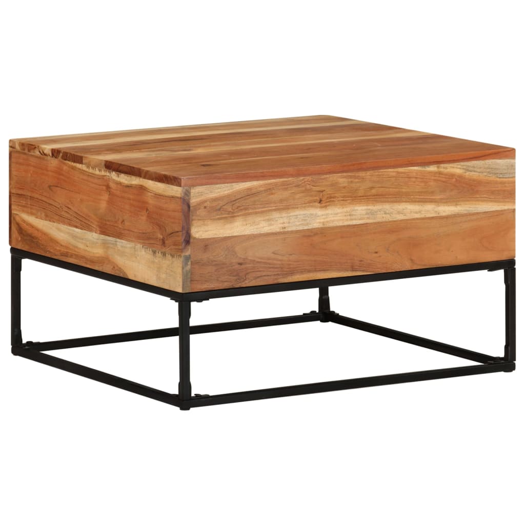 vidaXL Coffee Table 26.8"x26.8"x16.1" Solid Acacia Wood-3