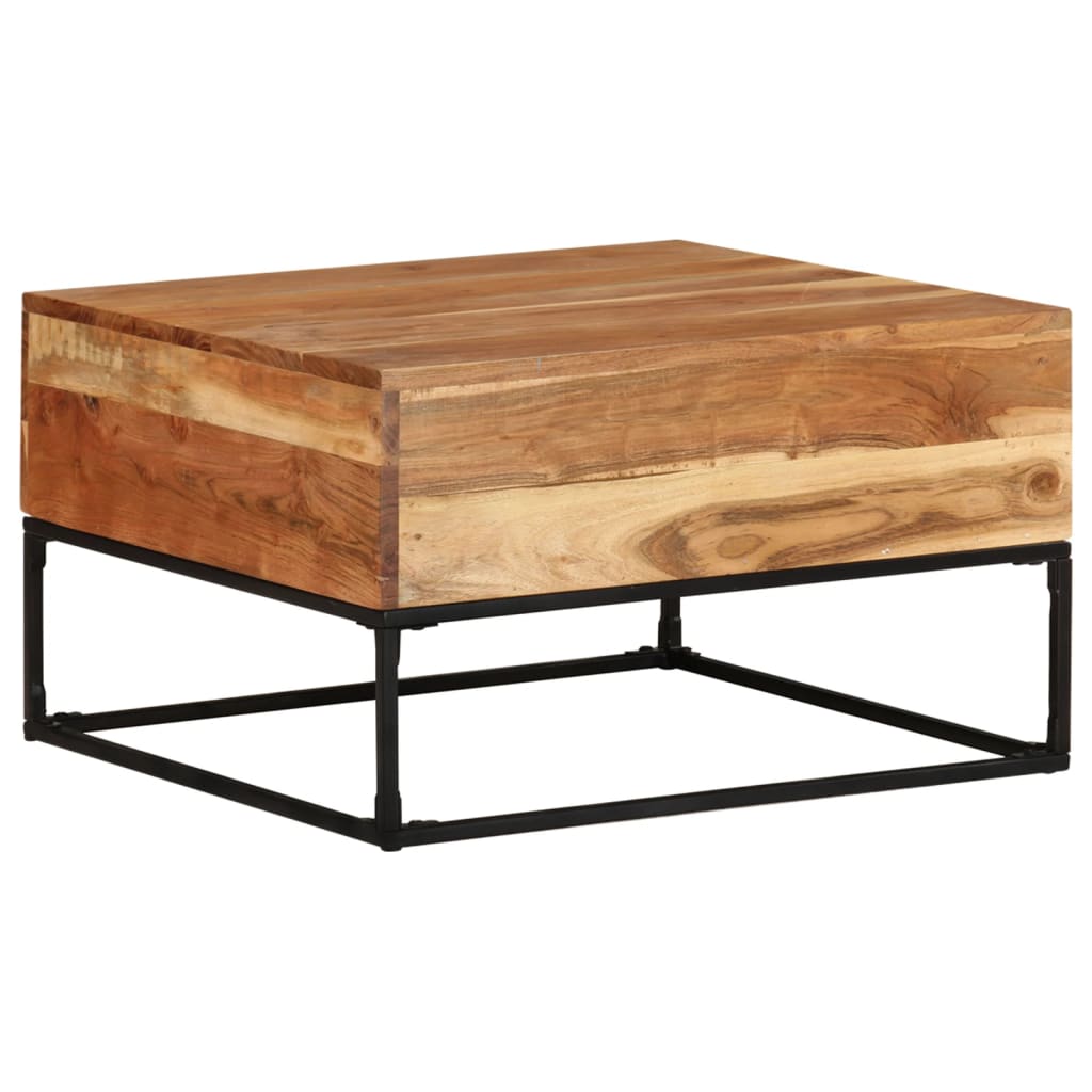 vidaXL Coffee Table 26.8"x26.8"x16.1" Solid Acacia Wood-4