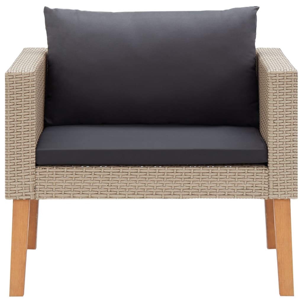 vidaXL Single Patio Sofa with Cushions Poly Rattan Beige-1