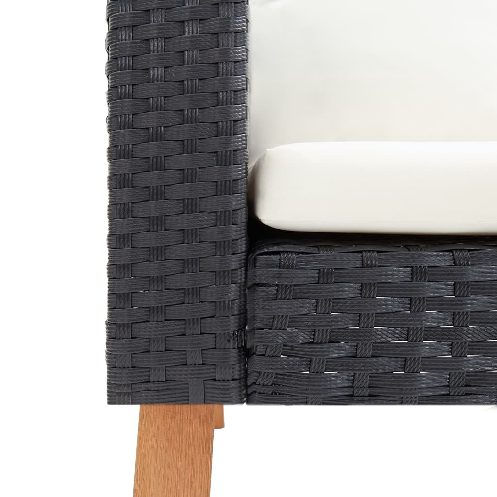 vidaXL Single Patio Sofa with Cushions Poly Rattan Black-5