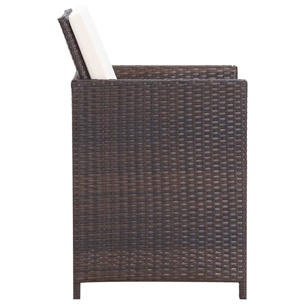 vidaXL Patio Chairs with Cushions 2 pcs Poly Rattan Brown-3