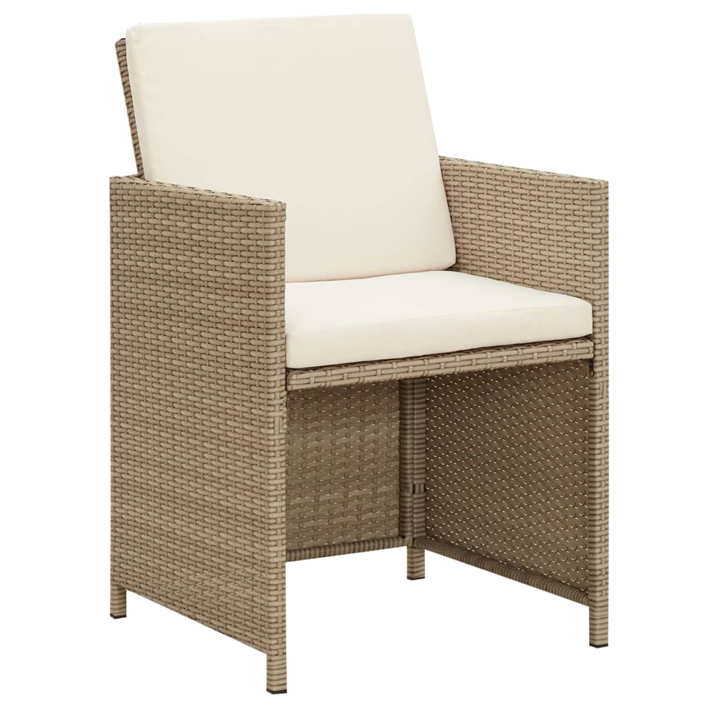vidaXL Patio Chairs with Cushions 2 pcs Poly Rattan Beige-2