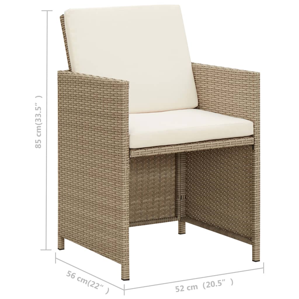 vidaXL Patio Chairs with Cushions 2 pcs Poly Rattan Beige-0