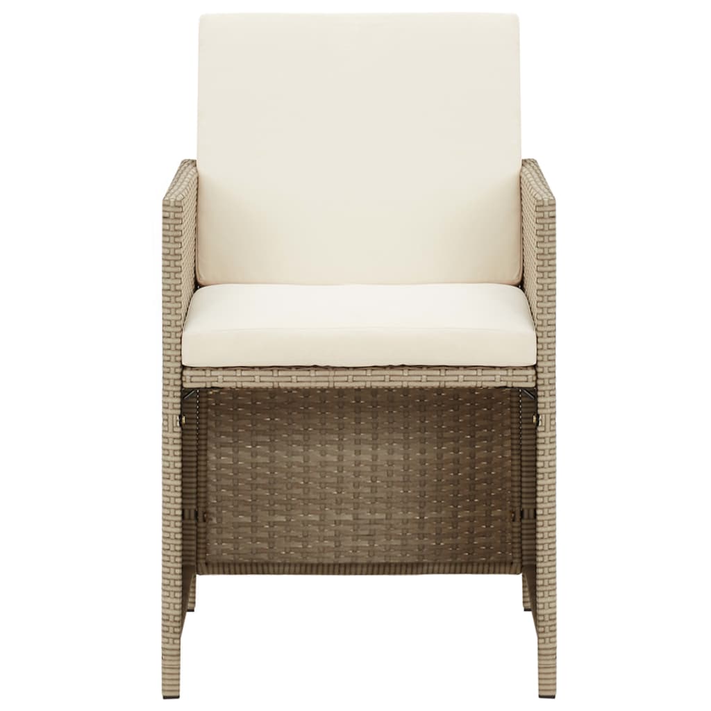 vidaXL Patio Chairs with Cushions 2 pcs Poly Rattan Beige-3