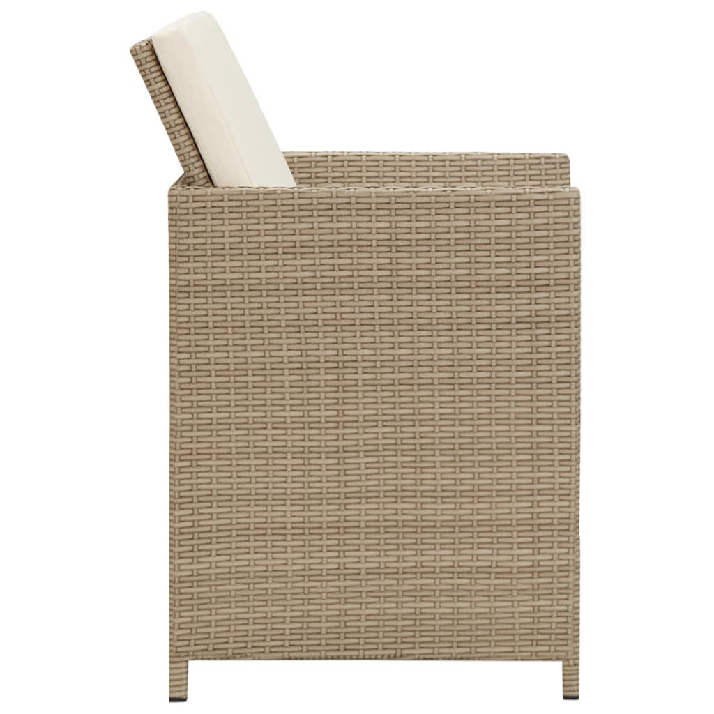 vidaXL Patio Chairs with Cushions 2 pcs Poly Rattan Beige-4