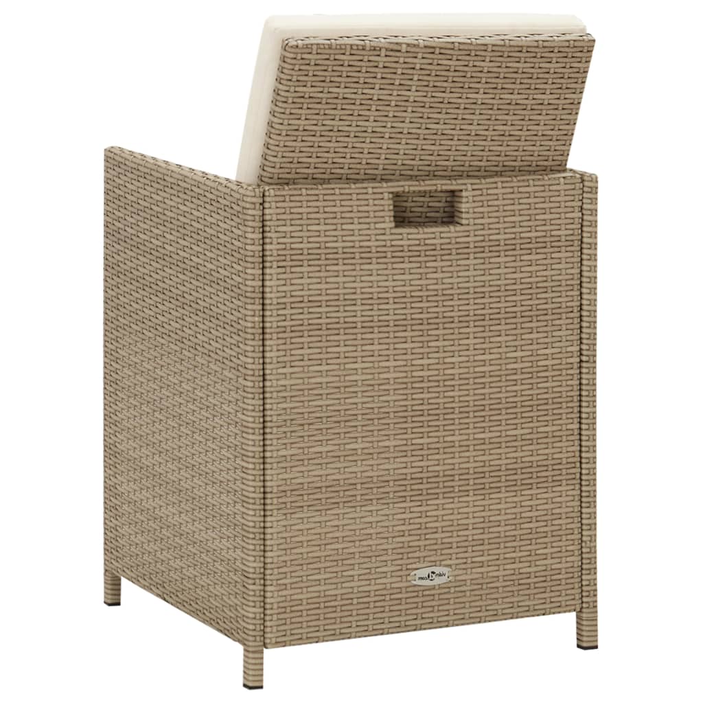 vidaXL Patio Chairs with Cushions 2 pcs Poly Rattan Beige-5