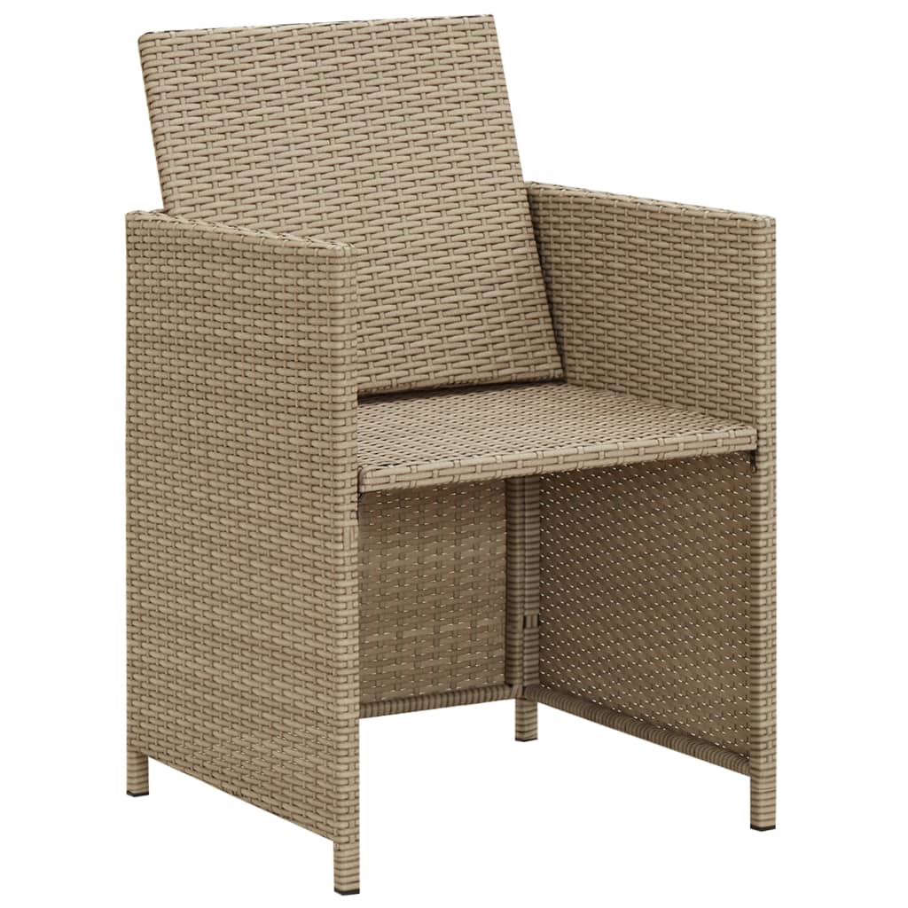 vidaXL Patio Chairs with Cushions 2 pcs Poly Rattan Beige-6