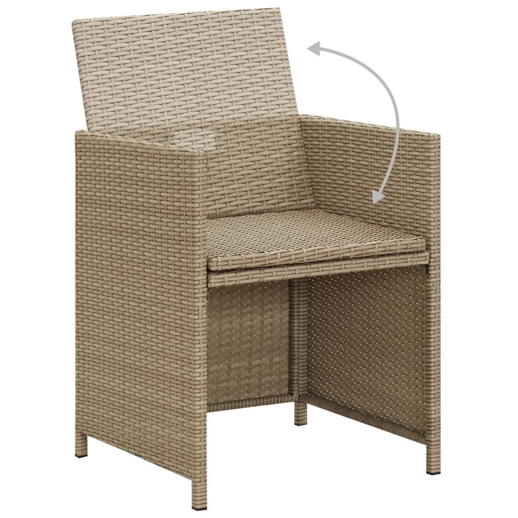 vidaXL Patio Chairs with Cushions 2 pcs Poly Rattan Beige-7