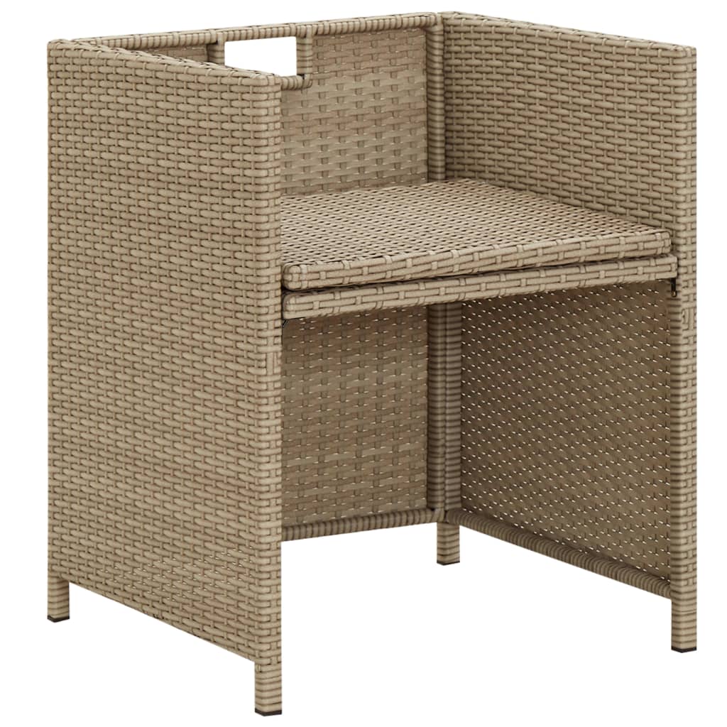 vidaXL Patio Chairs with Cushions 2 pcs Poly Rattan Beige-8