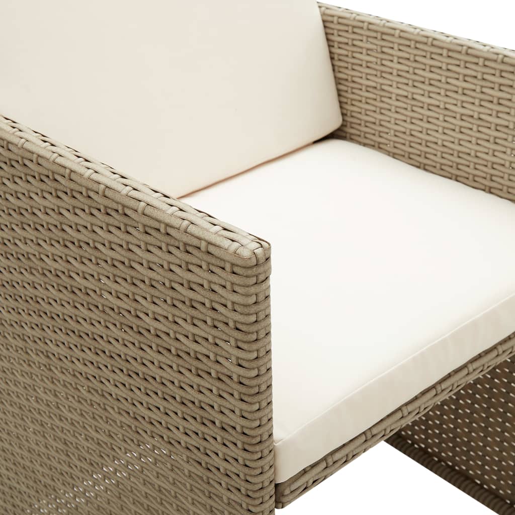 vidaXL Patio Chairs with Cushions 2 pcs Poly Rattan Beige-10