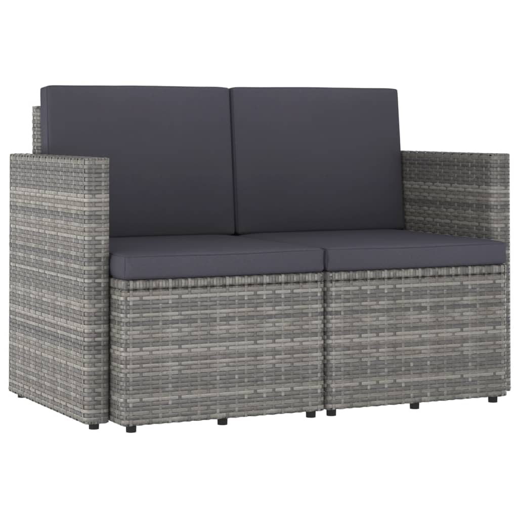 vidaXL 2 Seater Sofa Couch with Cushions Patio Wicker Love Seat PE Rattan-0
