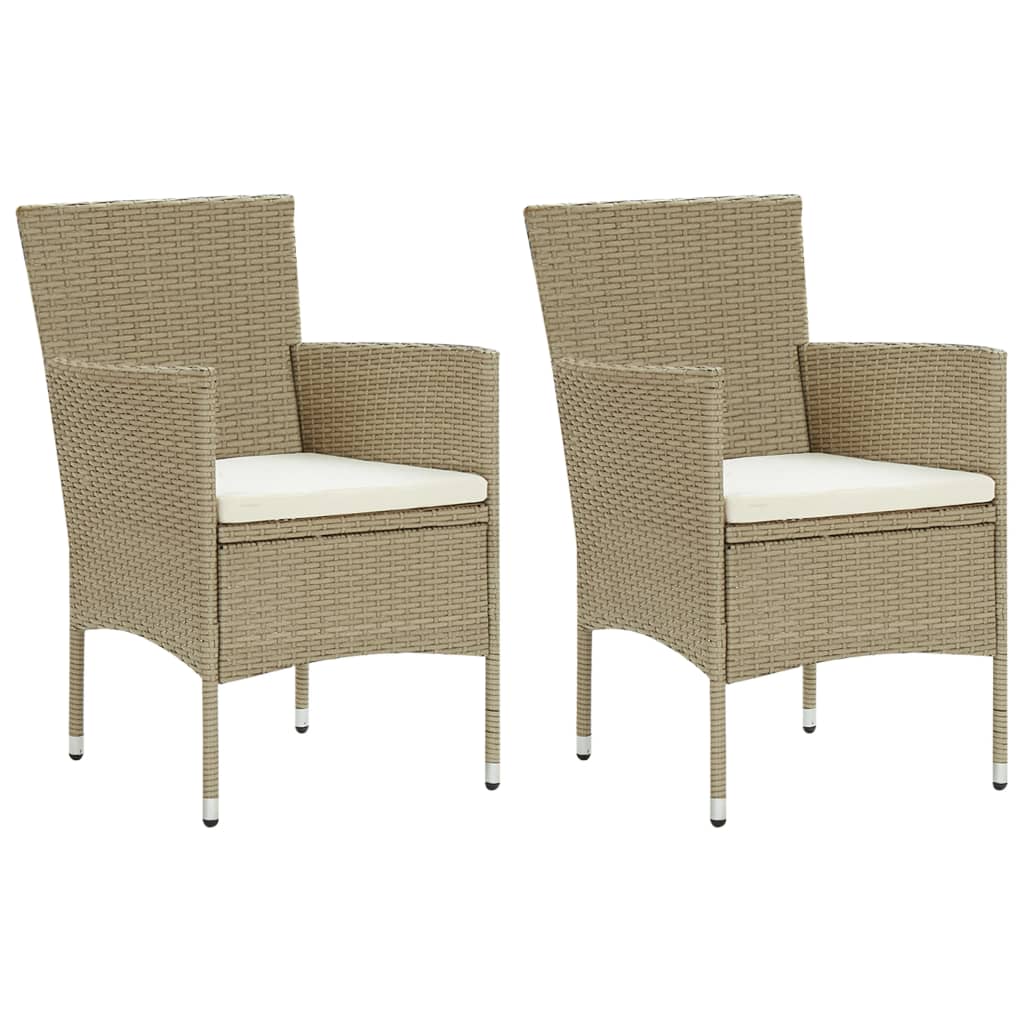 vidaXL Rattan Dining Chairs 2 Pcs Outdoor Wicker Dining Chair Poly Rattan-1