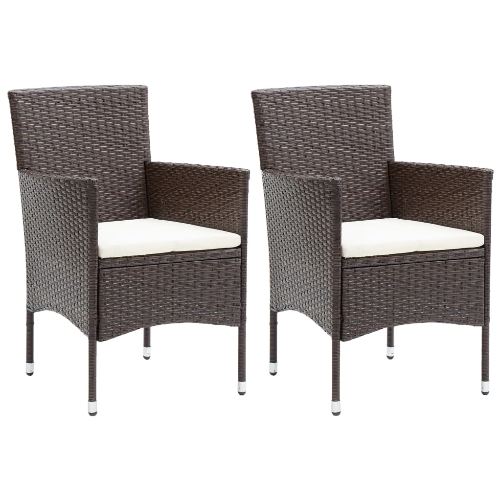vidaXL Rattan Dining Chairs 2 Pcs Outdoor Wicker Dining Chair Poly Rattan-10